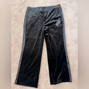 Eloquii Black Velvet Wide-Leg Pants with Satin Stripe
